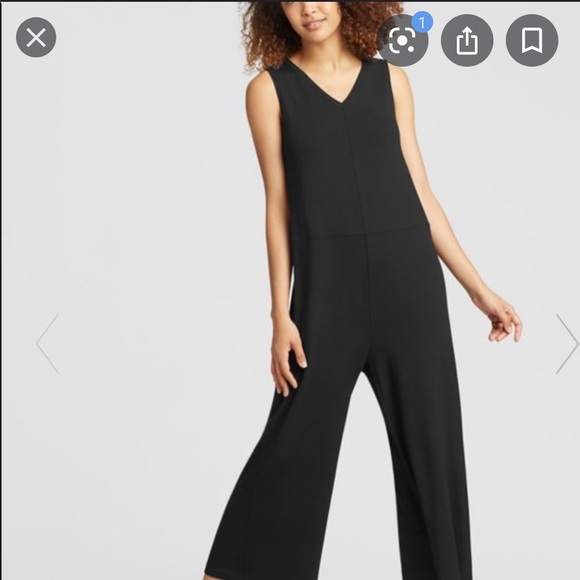 Eileen Fisher Pants - EILEEN FISHER Crop Wide-Leg Cotton Black Jumpsuit